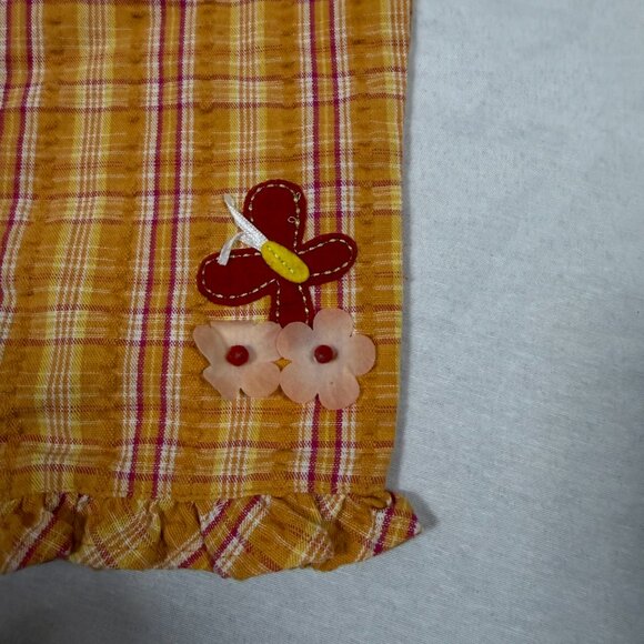 Retro Inspired Yellow Plaid Ruffle Pants Girls Size 5 | Cotton Blend - Picture 3 of 7